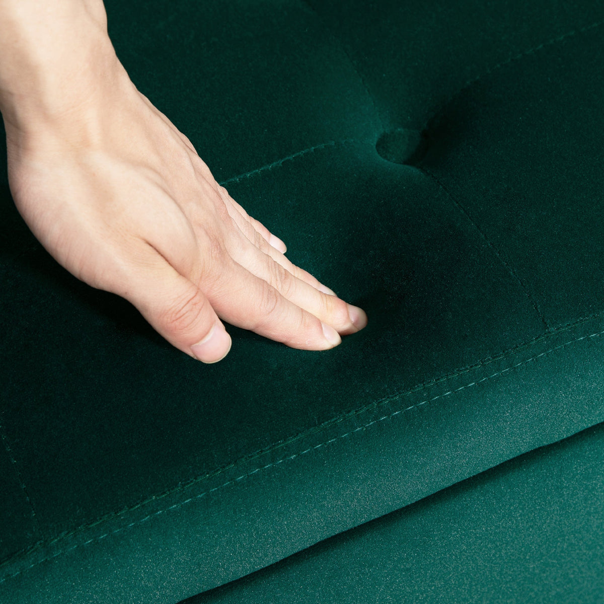 Luxury Upholstered Bench, Storage Armrests Chest, Velvet Polyester Rubberwood Green