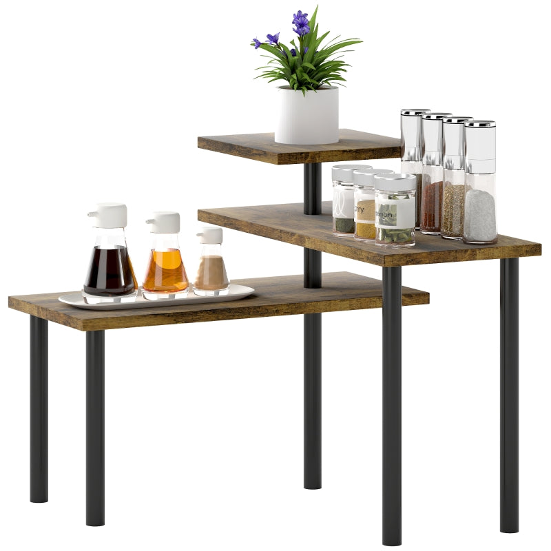 Kitchen Shelf, Rotating 3-Level Microwave Rack, Industrial Standing Metal