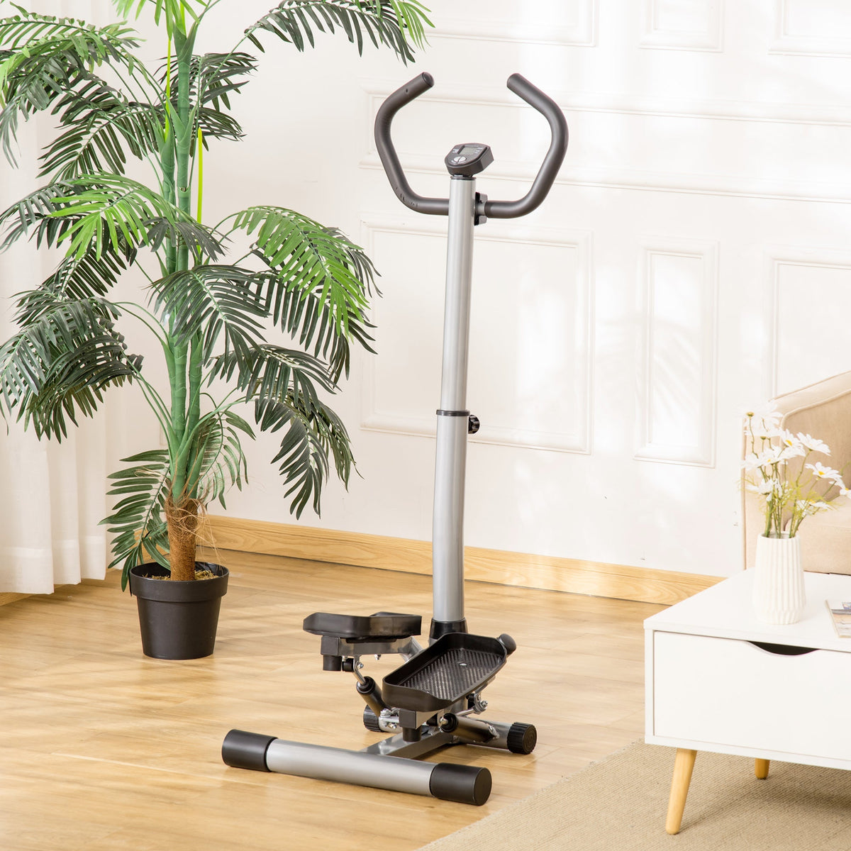 Stepper Exercise Bike with Handlebar, LCD Screen, Adjustable Speed