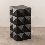 Retro Side Table - 60CM Height, Embossed Pattern, Wooden, Black