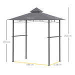Barbecue Pavilion, Garden Tent Flame-Retardant Double Roof, Grey