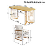 Modern Outdoor Patio Set with Cushions & Woven Armrests, Iron