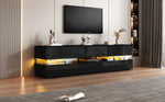 Modern High-Gloss TV Cabinet 160x39x45cm LED 2 Doors 1 Drawer - Black