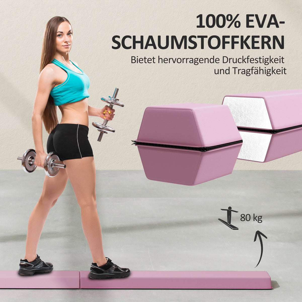 Balance Beam, Foldable Non-Slip Gymnastics, Pink