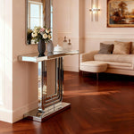 Mirrored Console Table 120cm Modern U-Shape - Silver