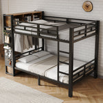 Bunk Bed 120x200 cm with Multifunctional Storage System, Black Metal