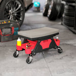 Workshop Stool, Rolling Seat with Storage Drawer, 135 kg Load Capacity, Gray