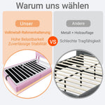 Smart Upholstered Bed for Children with LED, USB, and Hydraulic Storage, Pink Velvet