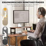 L-Shaped Desk with Corner Storage, Monitor Stand, Reversible - Rustic Brown