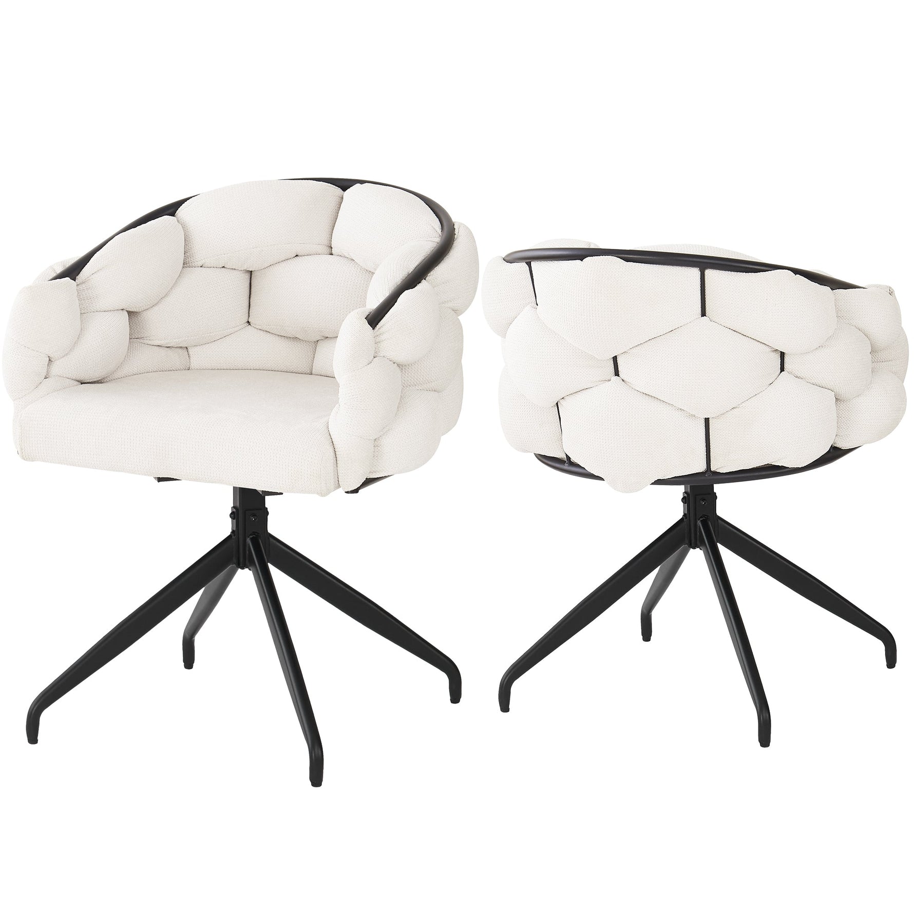 Velvet Swivel Chairs (2 Pcs) 360° Rotatable Ergonomic - Beige