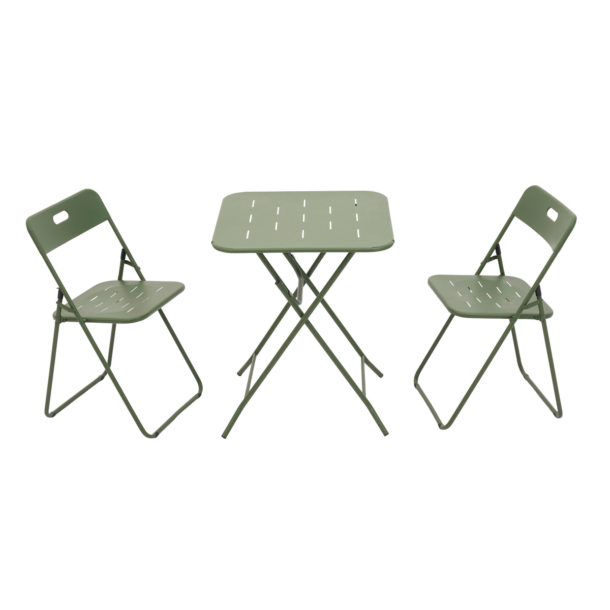 Outdoor 3-Piece Foldable Bistro Set, 2 Chairs & 1 Table, Green