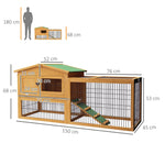 Rabbit Hutch 2 Levels, Outdoor Run, Fir Wood