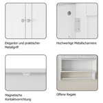 Bathroom Cabinet, Wall-Mounted Towel Rack & 2 Adjustable Shelves, White