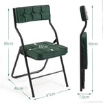 Padded Folding Chairs, 2 Pack with Cushion and Upholstered Seat, Green