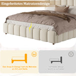 Upholstered Double Bed 160x200cm with Storage, Beige Velvet