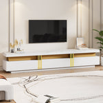Lowboard TV Cabinet Modern 200cm 3 Drawers Cable Management - Marble Look