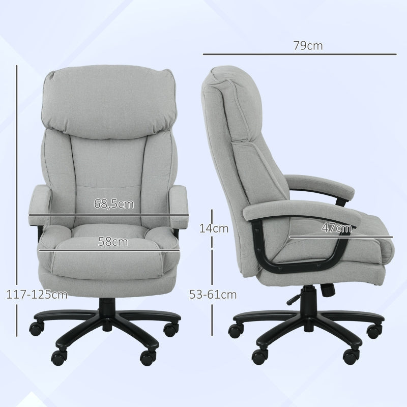 Office Chair, Large Tall, 200 kg, Robust, Soft Upholstery, Light Grey