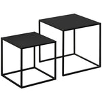 Coffee Table Set, 2 Side Tables, Modern Steel, Black