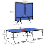 Table Tennis Table, Foldable with Net, Wheels, Steel, Blue
