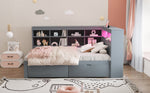 Solid Wood Sofa Bed 90x200cm Multifunctional Storage USB LED Grey
