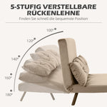 2-Seater Sofa Sleeper, Adjustable Backrest, Velvet Look Light Brown