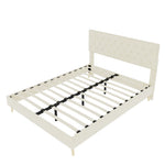 Modern Minimalist Soft Bed with Mattress 140x200cm, Beige