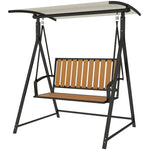 Porch Swing, 2-Seater, Adjustable Sunroof, Weatherproof, Black