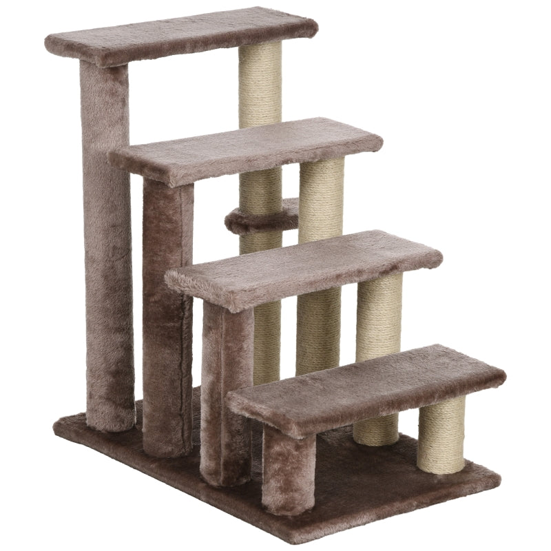 Pet Stairs Scratching Post, 4-Step for Animals up to 5 kg, Brown