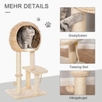 Cat Tree, Cat Cave 100H cm, Sisal Beige