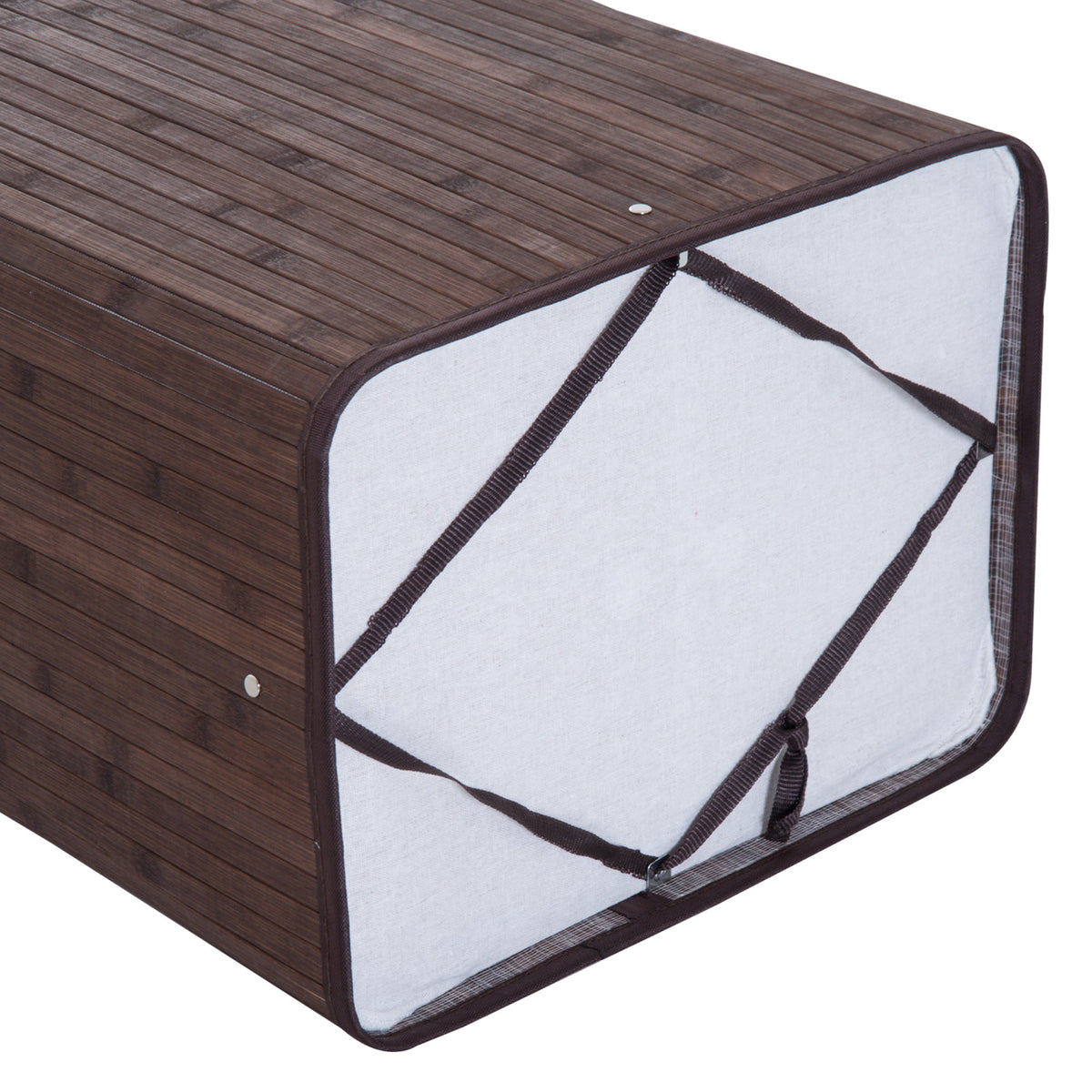 Laundry Basket 72L Foldable Washable Bamboo Dark Brown