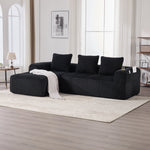 Compact Modular Sofa Side Pocket Cup Holder 3 Cushions - Corduroy Black
