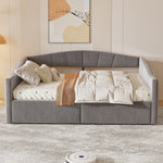 Upholstered Sofa Bed, 140x200cm, Hydraulic Support, Slatted Frame, Armrests, Velvet Fabric, Grey