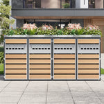 Garbage Can Enclosure with Diamond Ventilation and Four Lockable Doors, Planting Area, Steel