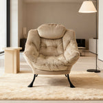 Recliner Armchair with Footstool & Side Pocket - Khaki