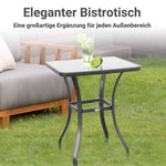 Garden Table Square Glass Weatherproof Black