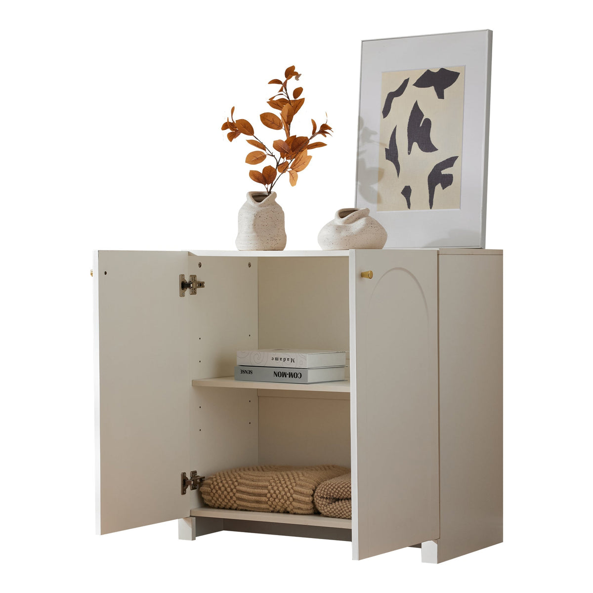 sideboard 2 door cabinet 80 x 40 x 80 cm cream-white