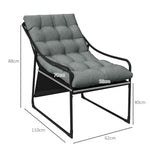 Garden Armchair Lounge Chair Thick Cushion Armrests 120 kg Load Capacity, Grey