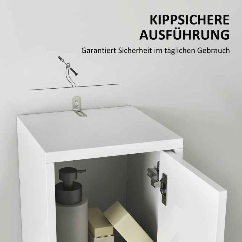 Slim Bathroom Cabinet, 3 Open Compartments, Adjustable Shelf, White