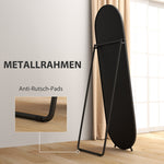 Full-Length Mirror, 160 x 40 cm Wall/Standing Oval Metal Black