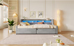 Platform Bed 90x200, Hydraulic Storage & LED, Grey Velvet