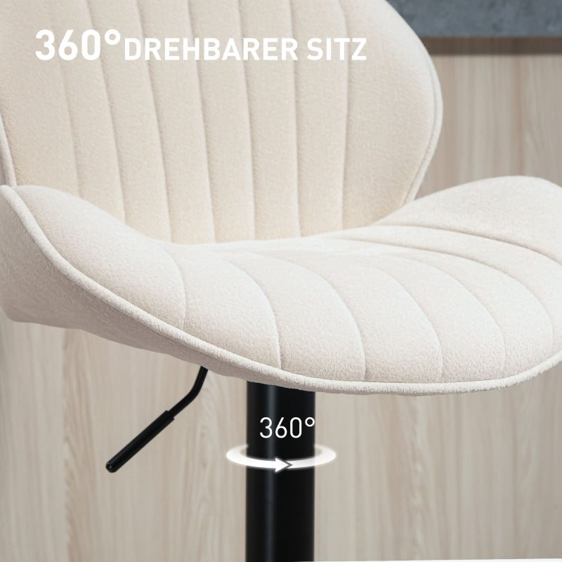 Bar Stools Set of 2, Adjustable Swivel with Fabric Cover, Steel Frame Beige