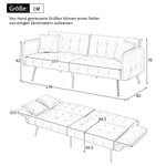 Sofa Bed, Two-Seater Multifunctional Folding with Adjustable Backrest & Armrests, Velour