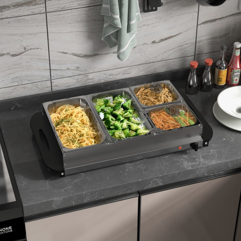 Buffet Warmer, 6.8L Hot Plate 300 Watt Adjustable Thermostat, Stainless Steel