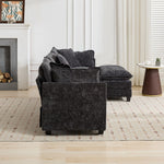 Cloud Sofa 3 Seater Modern Sectional Couch with Double Layer Upholstered Cushion, Black Chenille Fabric