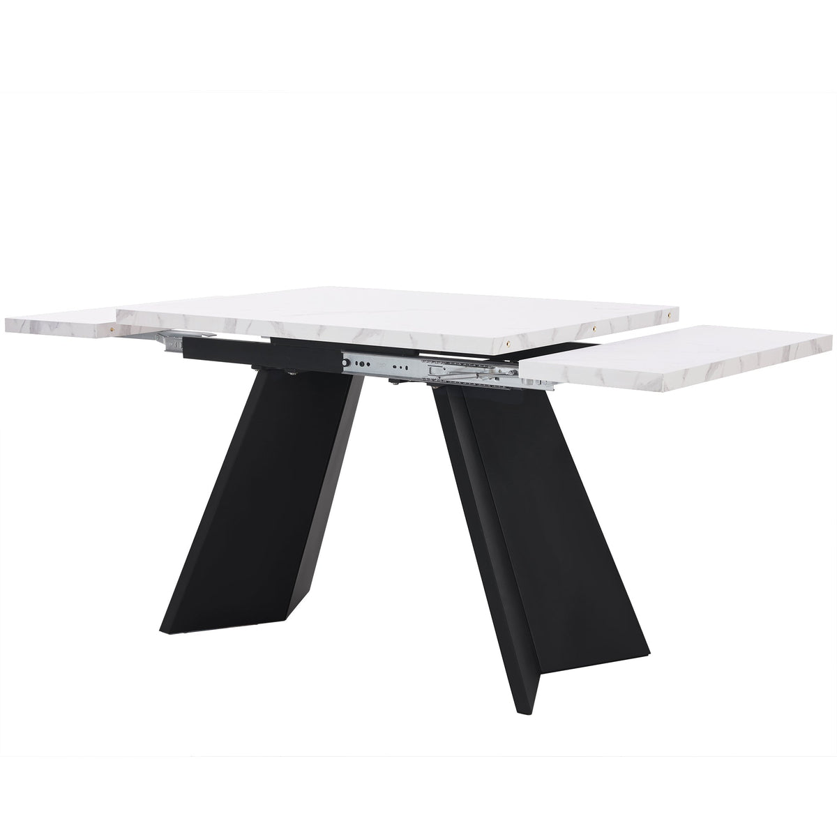 Telescopic Dining Table Extendable 99-159x74cm Flat Legs - White