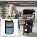 Cleaning Cart, 20 Liter Mop Bucket with Press, 2 Chambers, Black