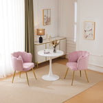 Chairs, Set of 2 Upholstered Petal Back with Gold Legs, Velvet