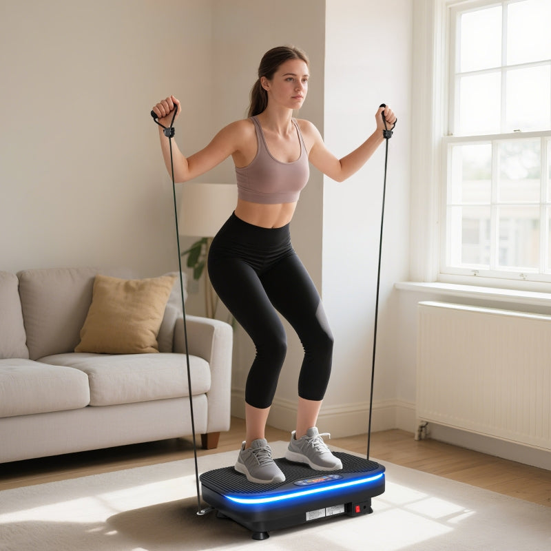Vibration Plate for Fitness Exercises, Bluetooth, Remote, 99 Speed Levels, Black Plastic/Steel