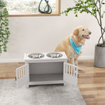 Elevated Pet Feeder, 2L Bowl, Storage, Lock, White