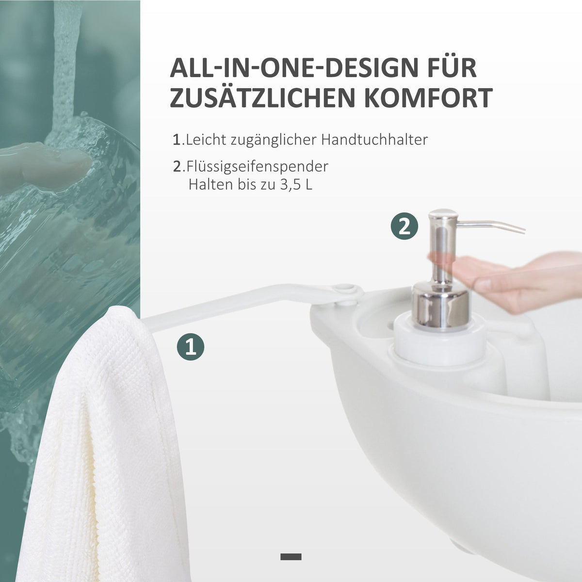 Camping Washbasin 17L Hand Sink Dispenser Outdoor Use, HDPE Light Grey